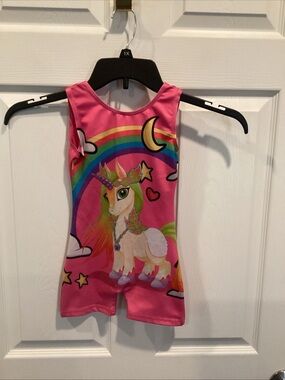 Girls' Pink Unicorn Rainbow Tank Romper - Kids Shirt & Top